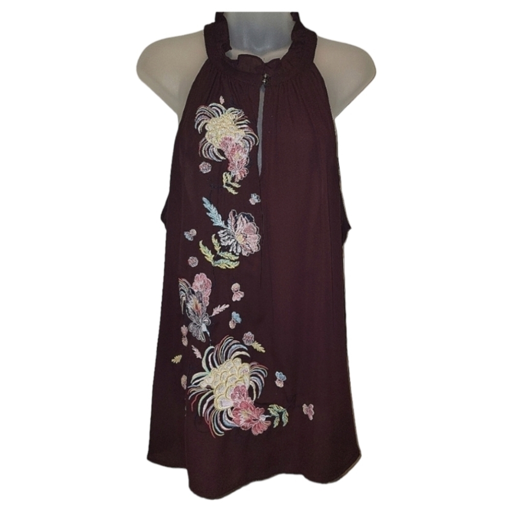 NY & CO 7th Ave Coll; Women's Dressy Sleeveless Embroidered Blouse, Sz XL
